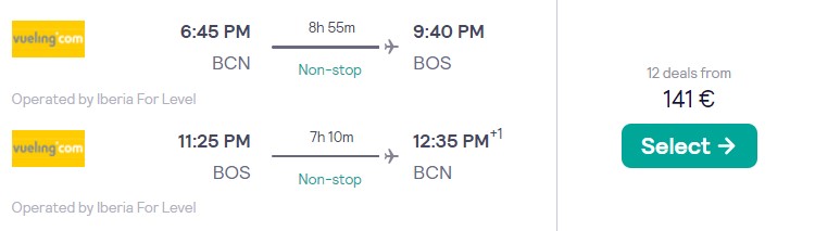 cheap flights from Barcelona to BOSTON