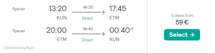 cheap flights from Kaunas to EILAT