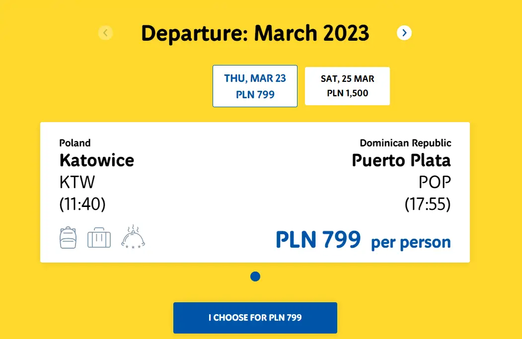One-way flights from Katowice, Poland to Dominican Republic