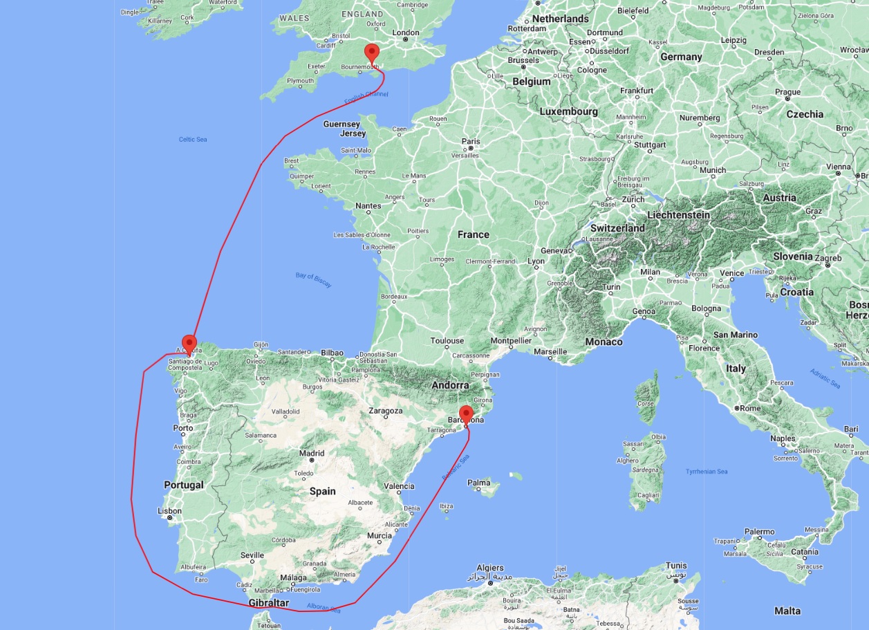 Western Europe cruise from Barcelona to Southampton