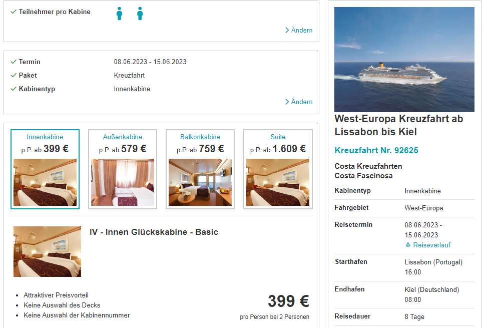 Western Europe cruise from Lisbon to Kiel Germany