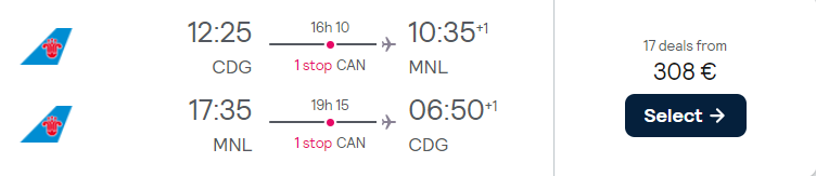 cheap flights paris philippines