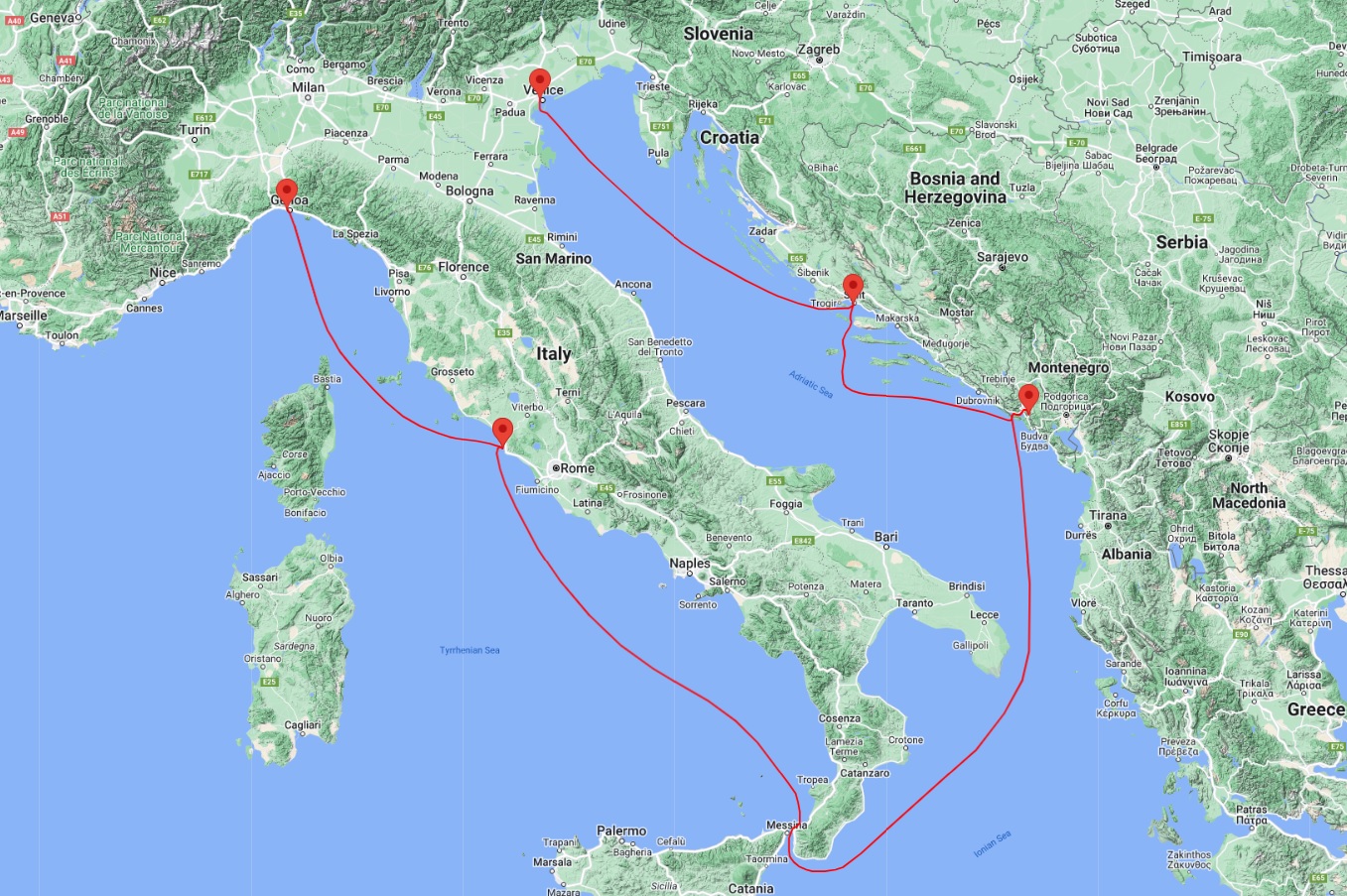 Eastern Mediterranean cruise from Venice to Genoa