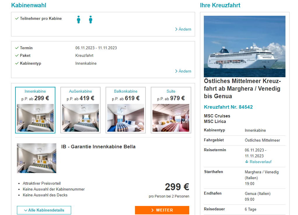 Eastern Mediterranean cruise from Venice to Genoa