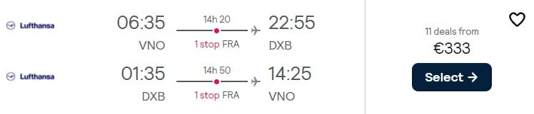 cheap flights vilnius dubai