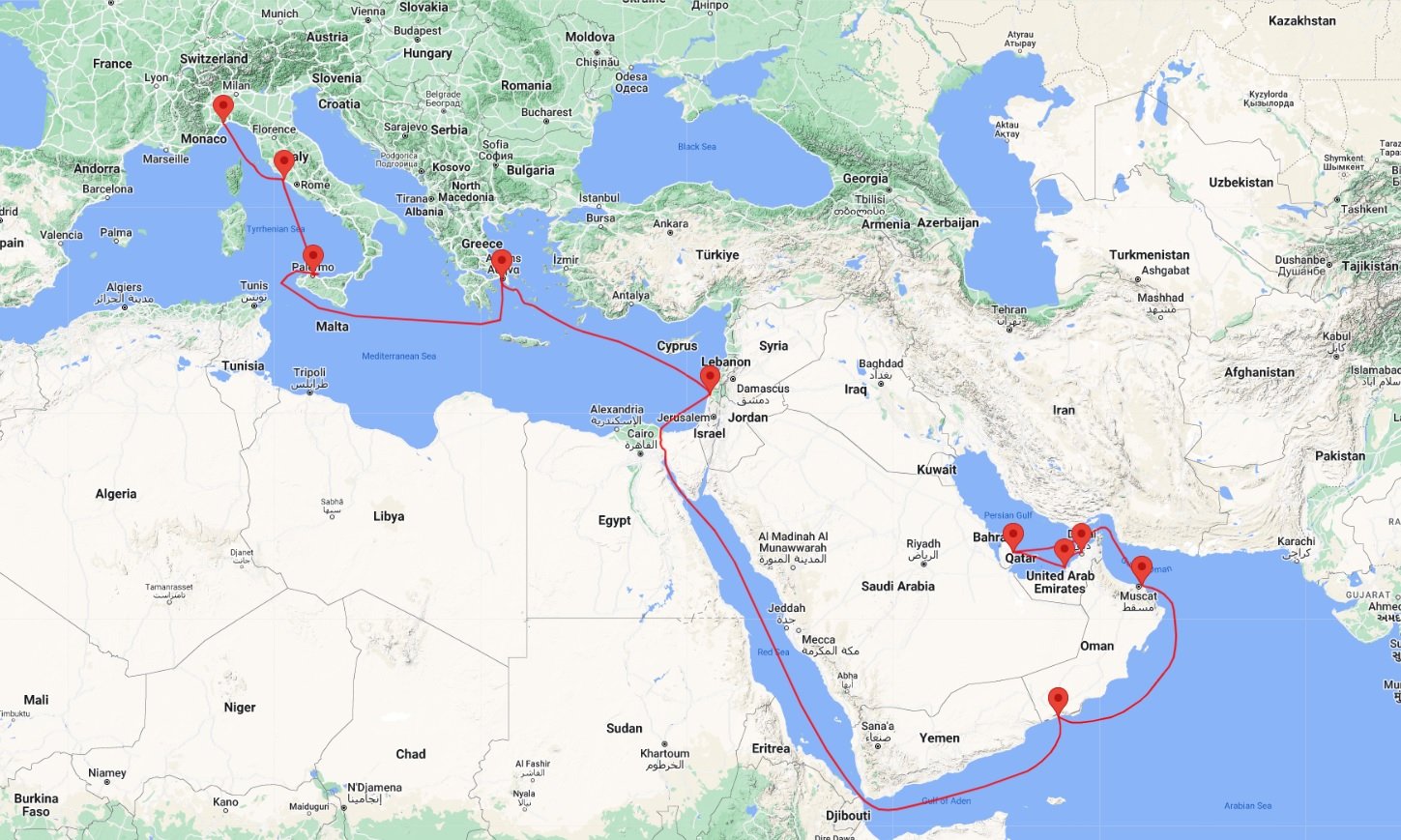 cruise from savona to dubai