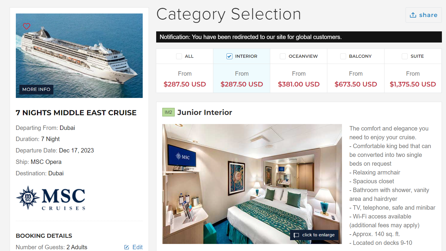 Middle East cruise from Dubai UAE