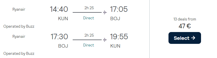 cheap flights kaunas bulgaria