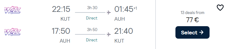 cheap flights kutaisi abu dhabi