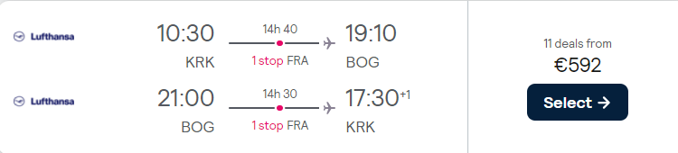 cheap flights krakow colombia