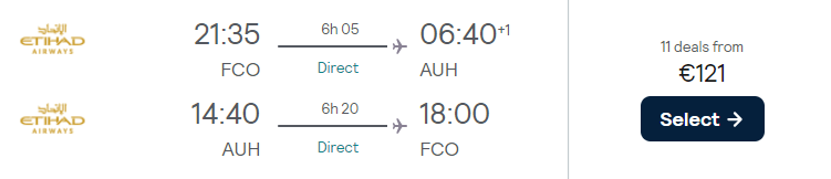cheap flights rome abu dhabi