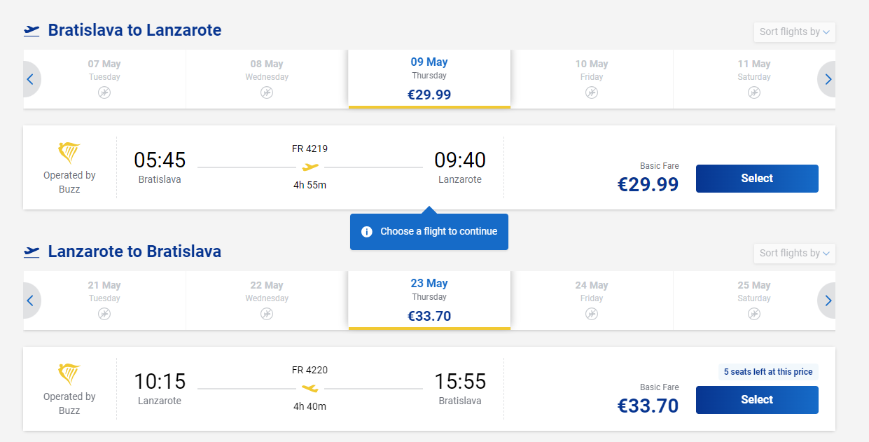 cheap flights bratislava lanzarote