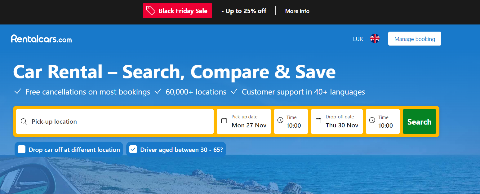 rentalcars black friday sale 2023