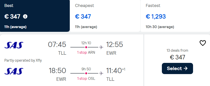 cheap flights tallinn new york