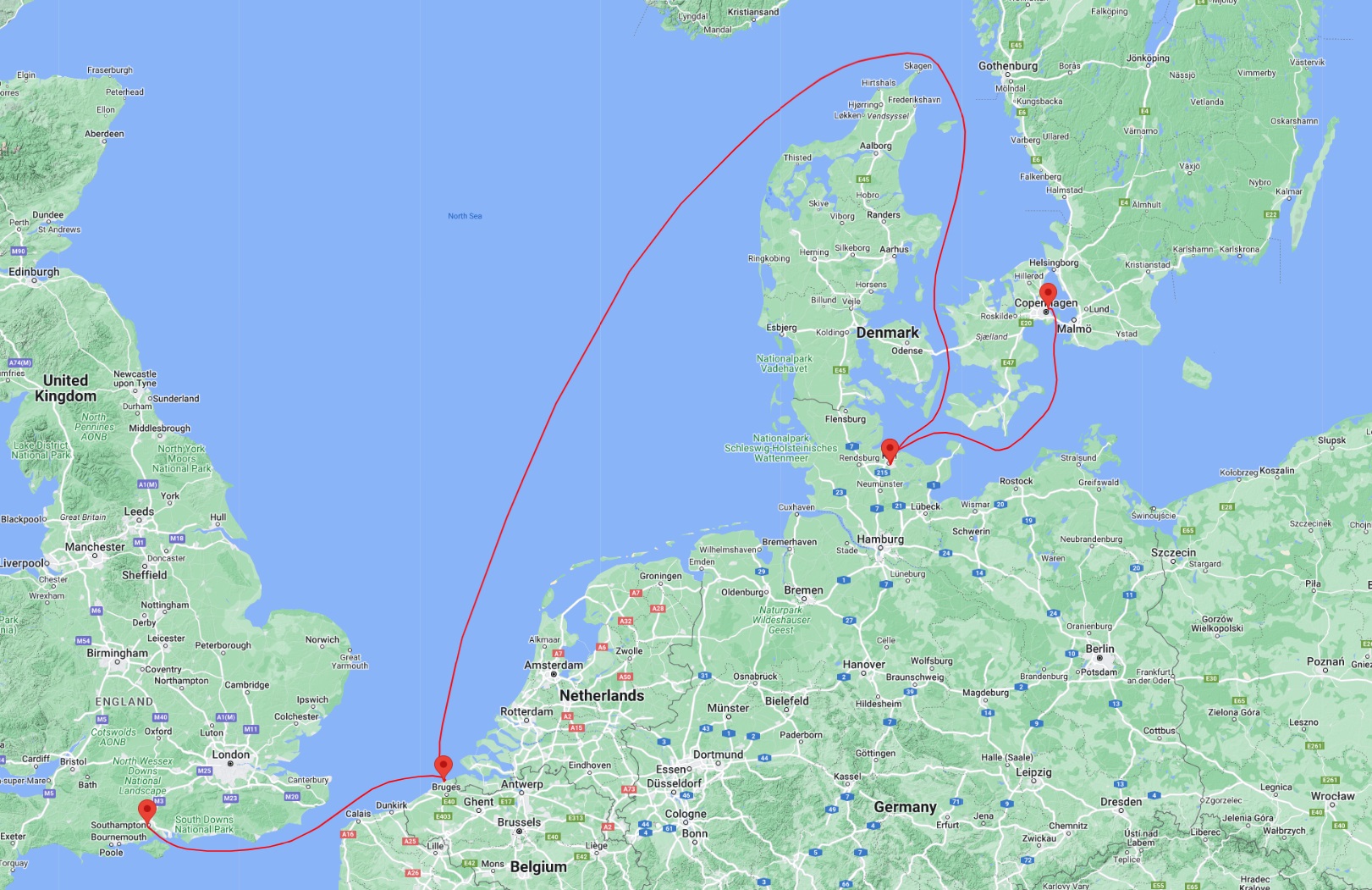cruise from Southampton to Copenhagen