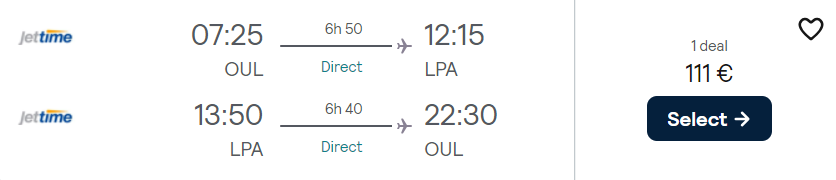 cheap flights oulu gran canaria