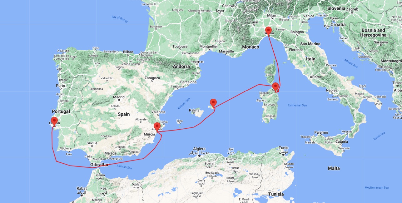 Western Mediterranean cruise from Lisbon to Genoa