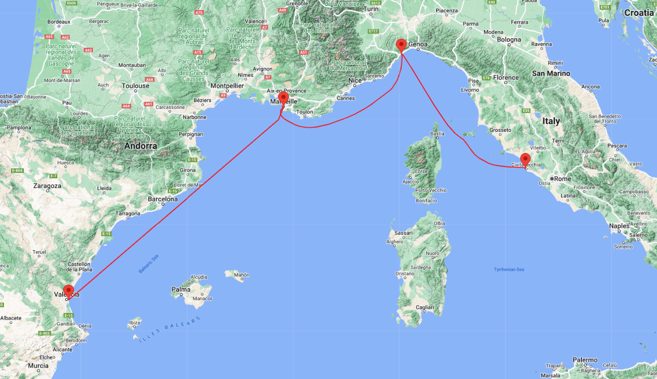 cruise from valencia to rome