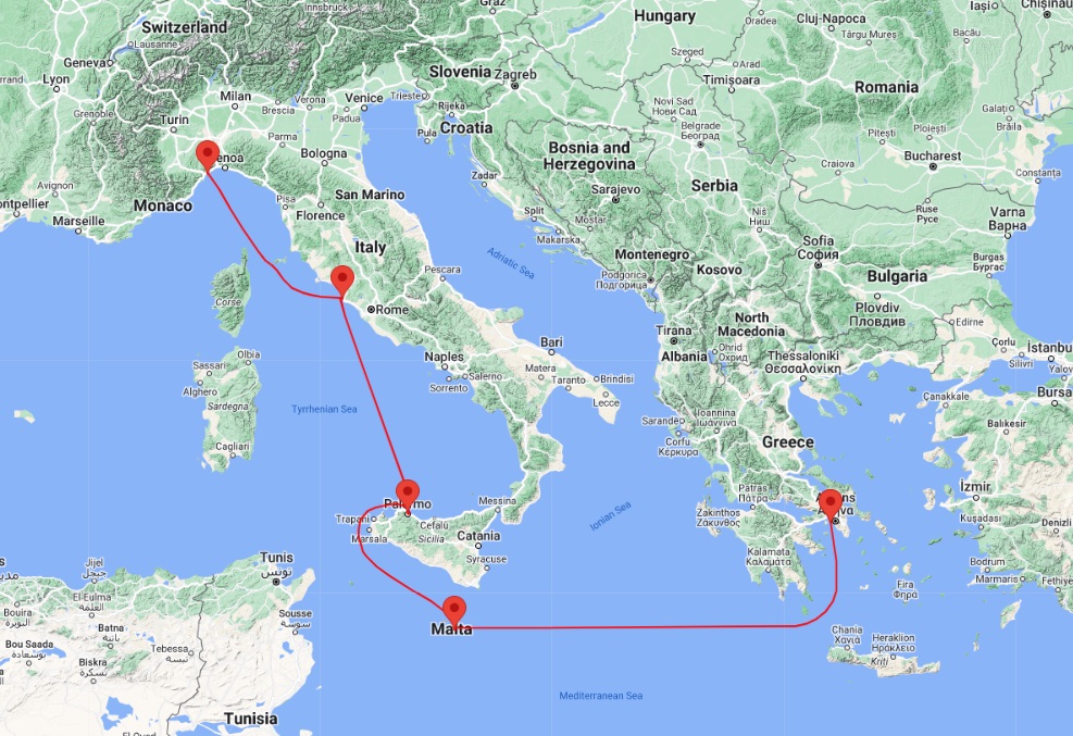 cruise from savona to athens