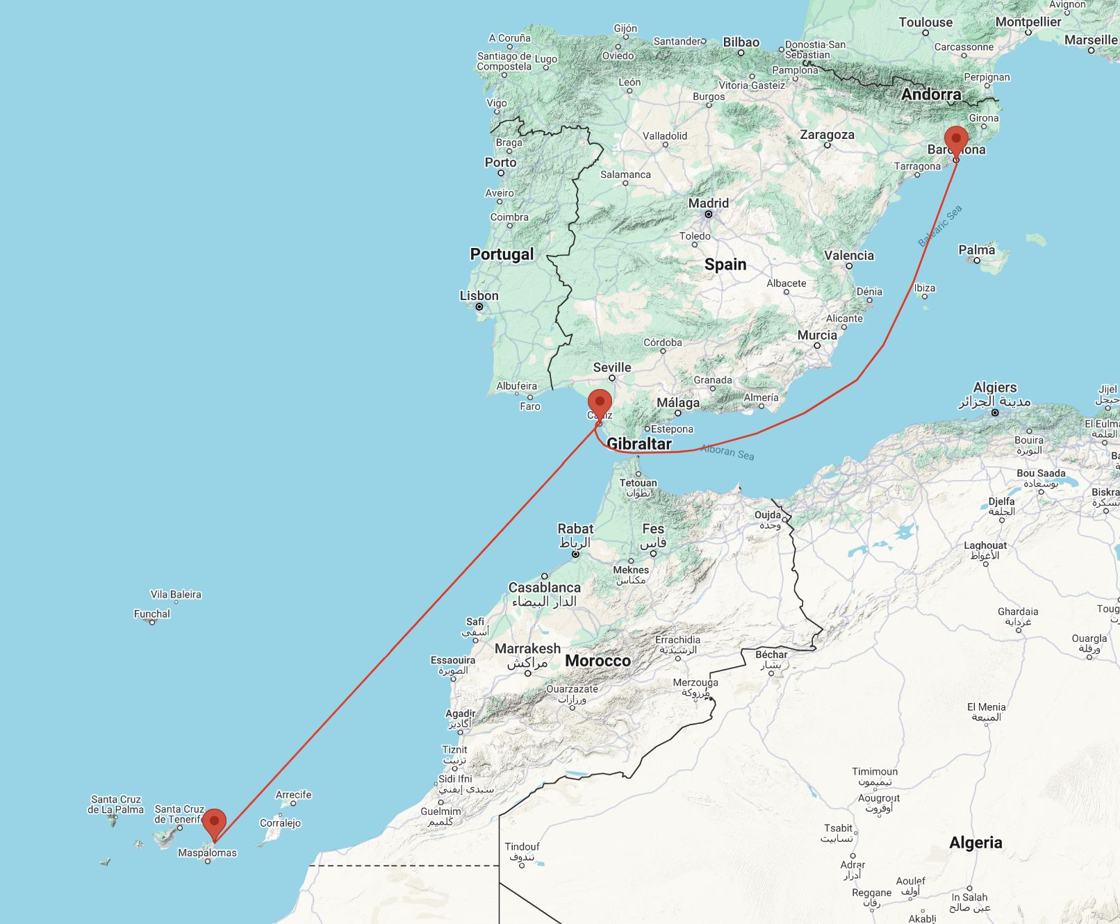 Western Europe cruise from Barcelona to GRAN CANARIA