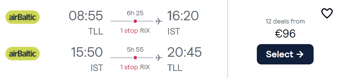 cheap flights tallinn istanbul