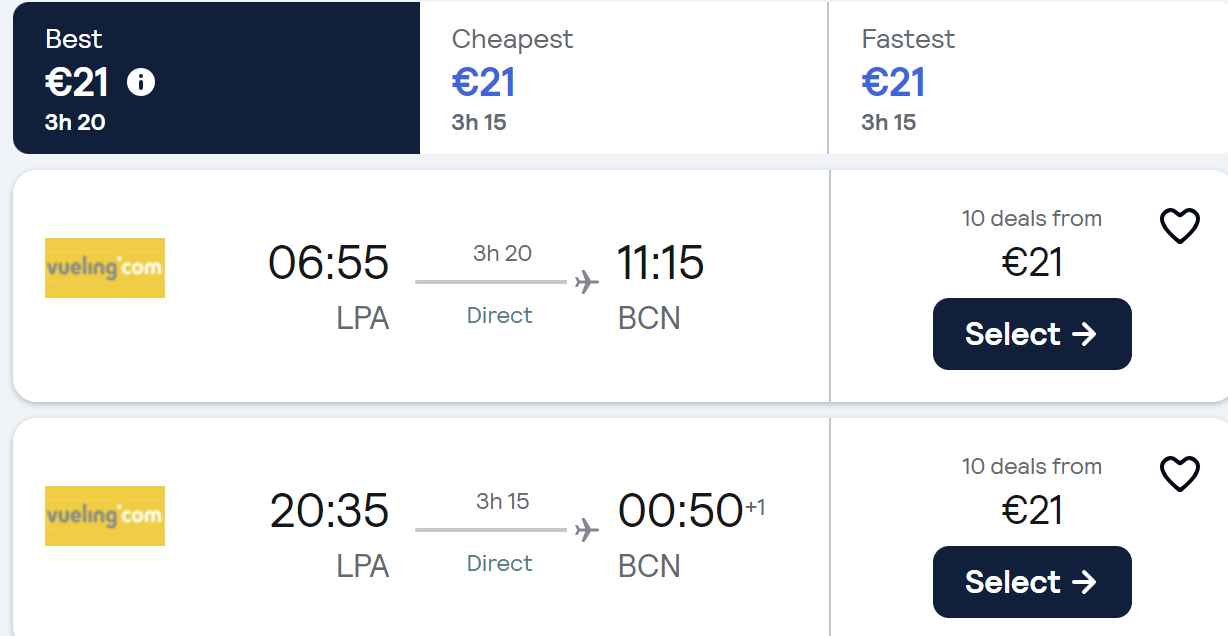 flights las palmas barcelona