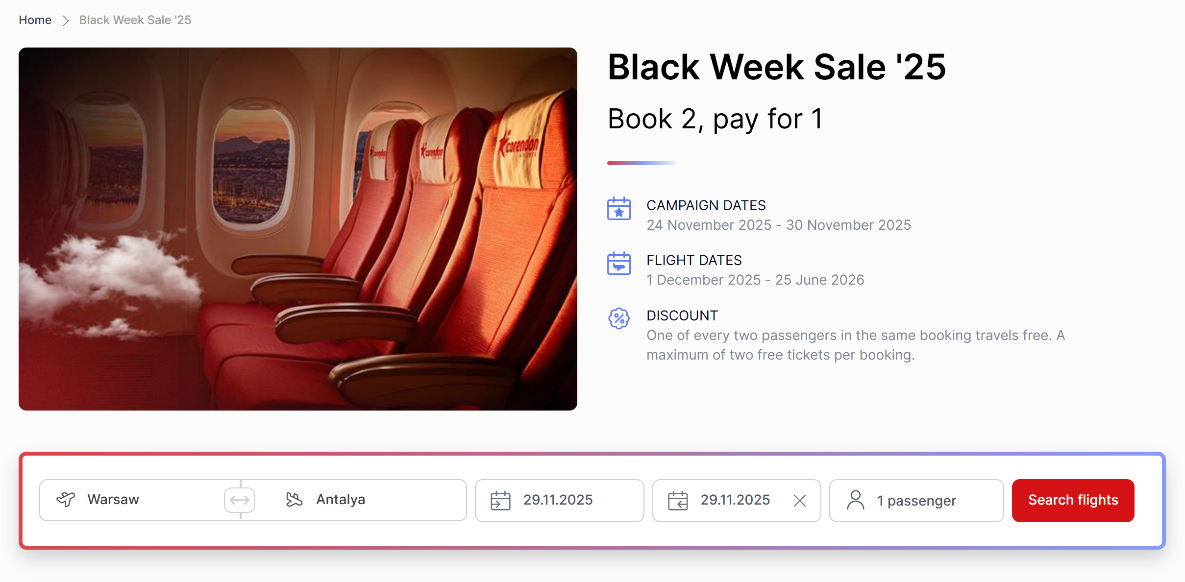 Corendon Black Friday 2025