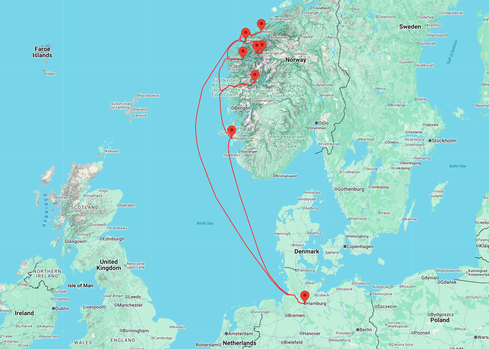 Fjords cruise from Hamburg