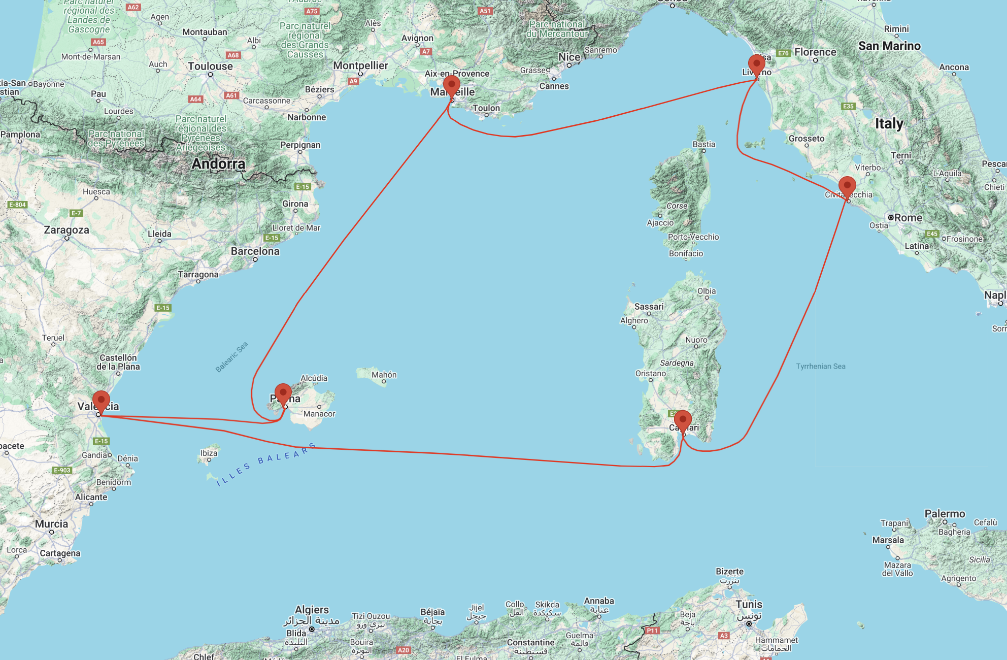 Western Mediterranean cruise from to Cagliari