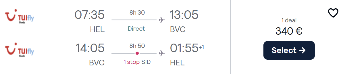 cheap flights helsinki cape verde
