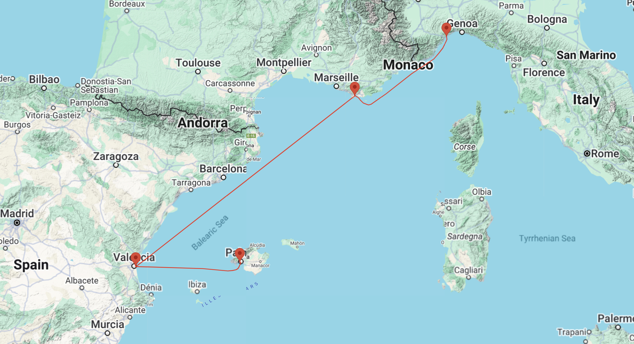 cruise from Savona, Italy to PALMA MALLORCA