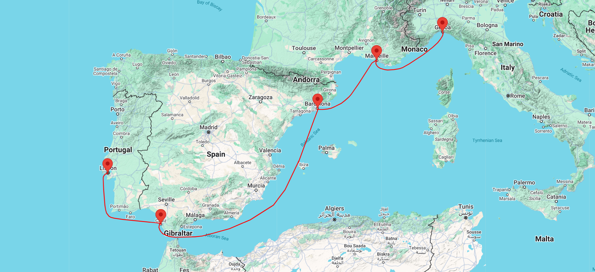 cruise from genoa to lisbon