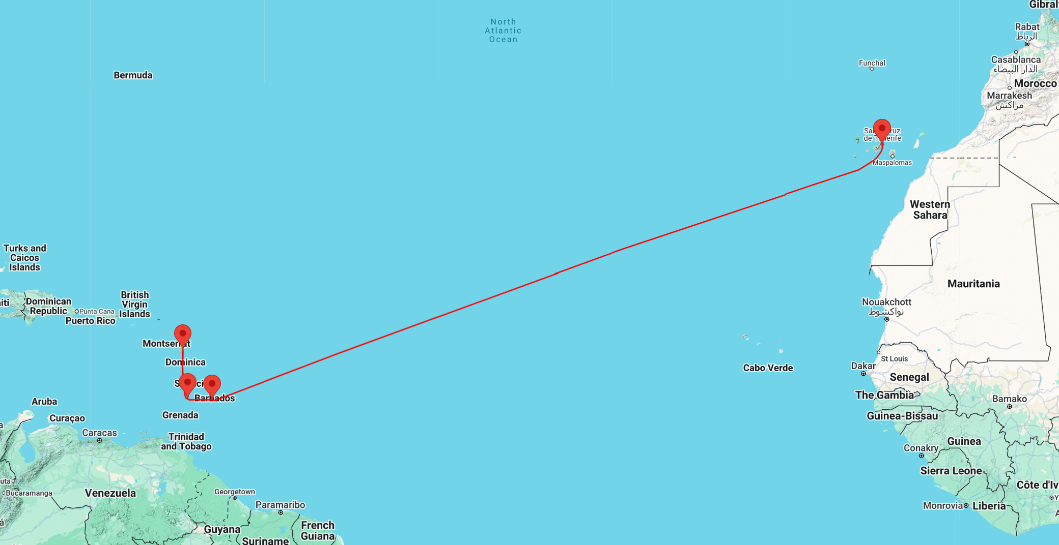 cruise from Caribbean Sea to TENERIFE