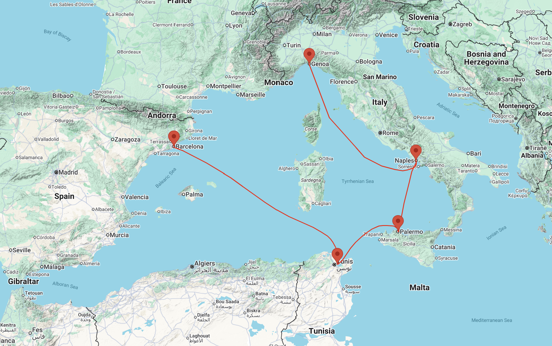cruise genoa barcelona 6 days