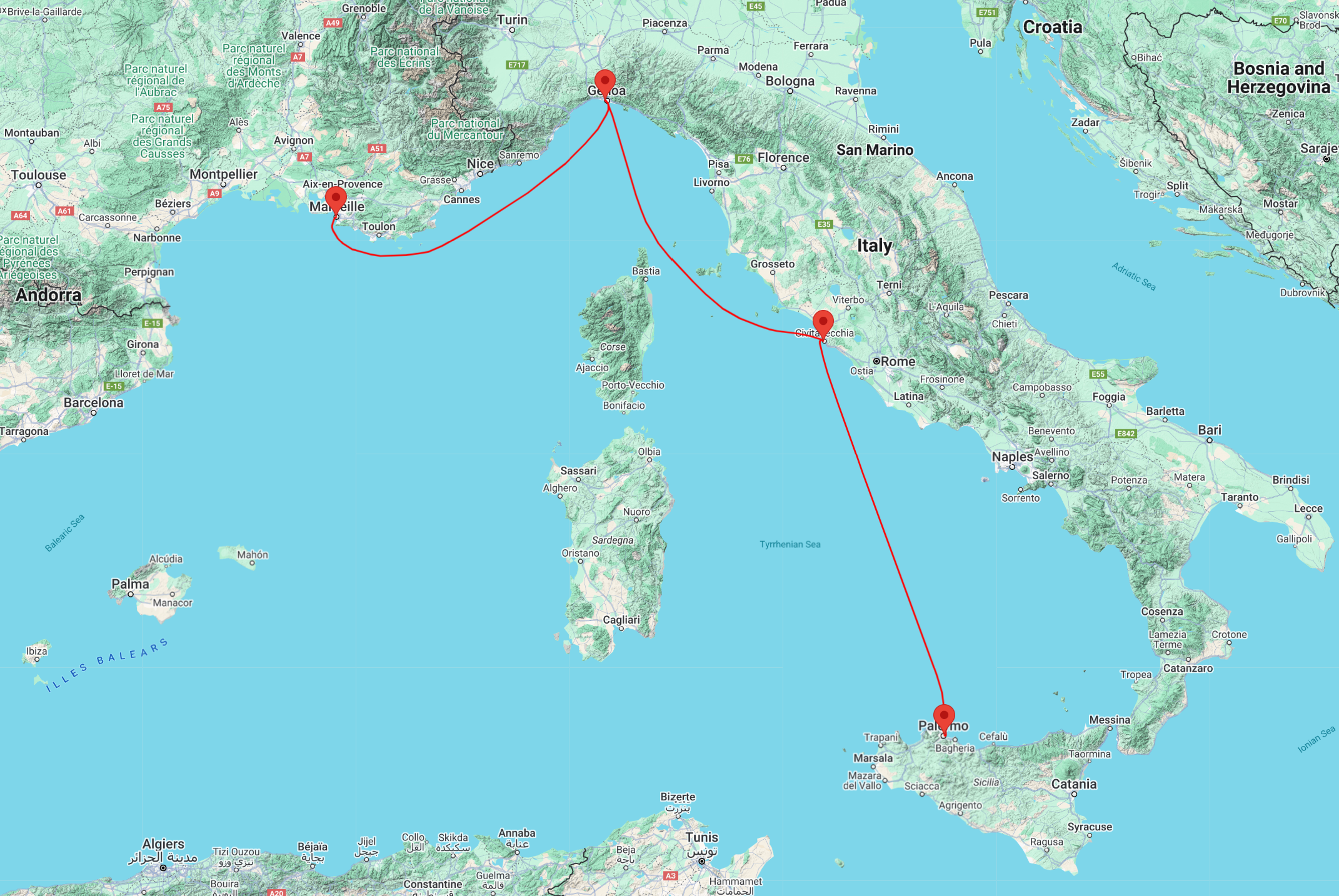 marseille to palermo