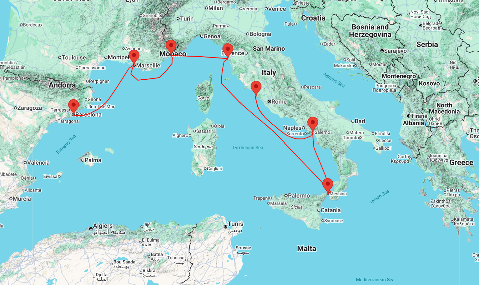 cruise barcelona rome