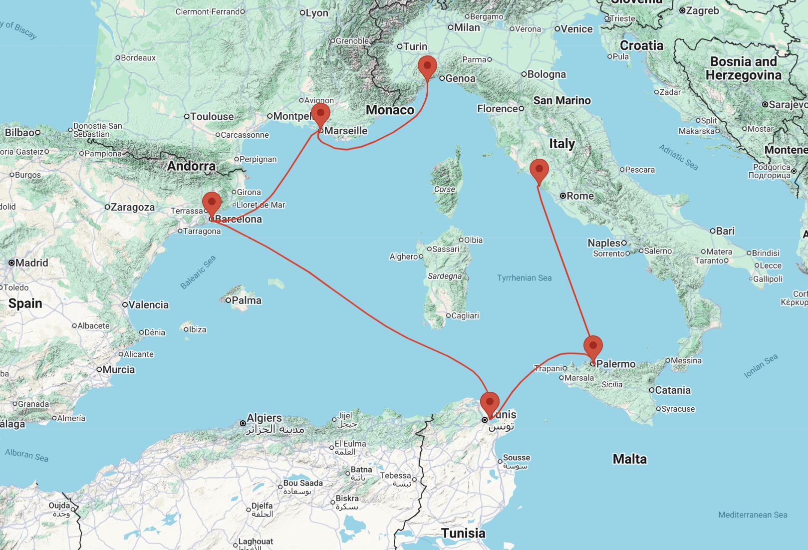 Western Mediterranean Cruise from Savona to Rome 7 days