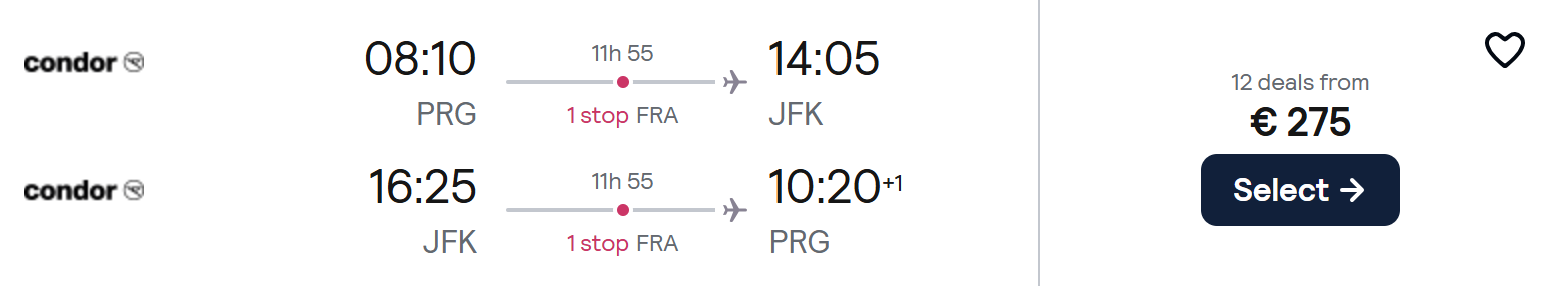 cheap flights prague new york