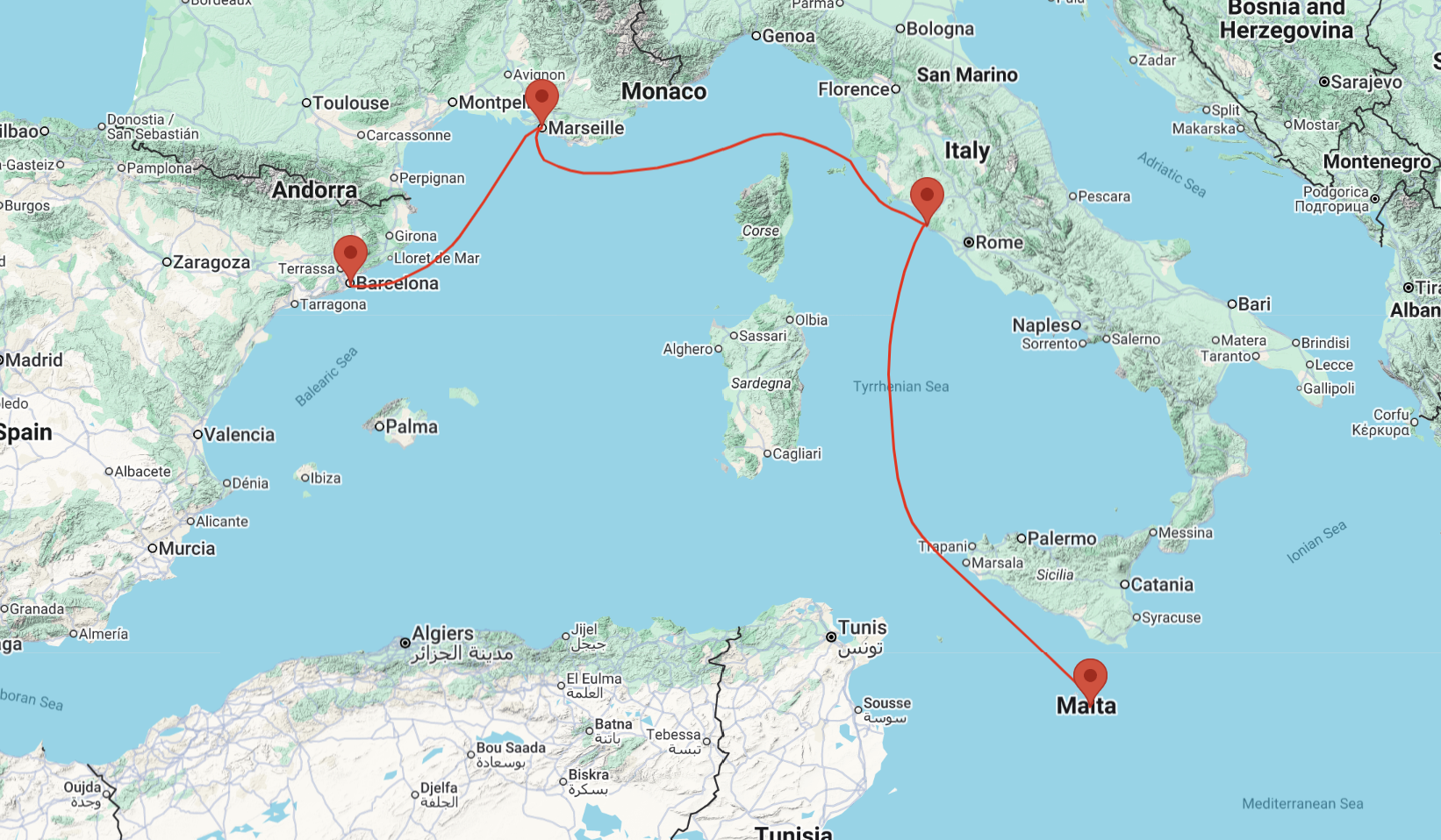 cruise from barcelona to malta