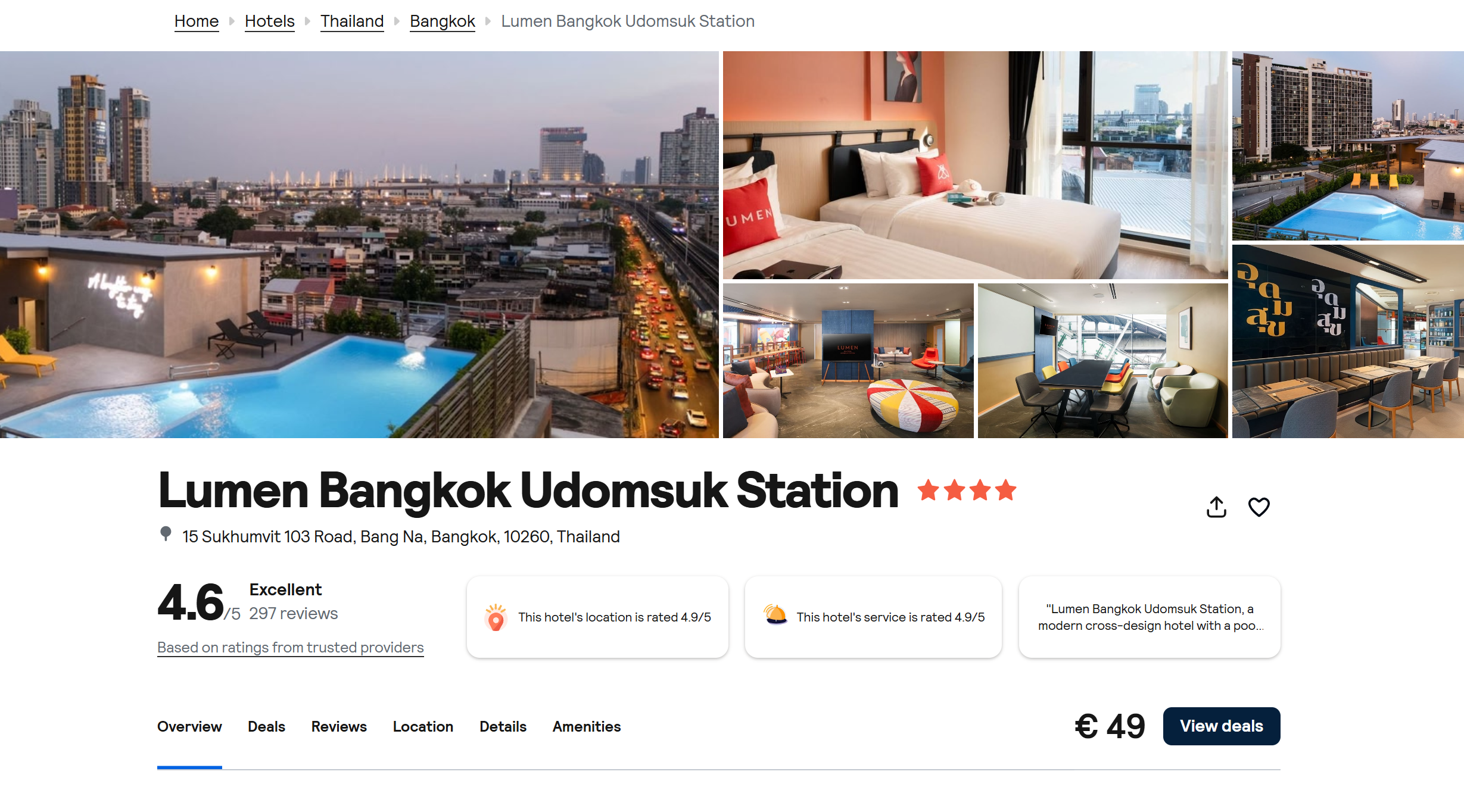 Lumen Bangkok Udomsuk station hotel sale