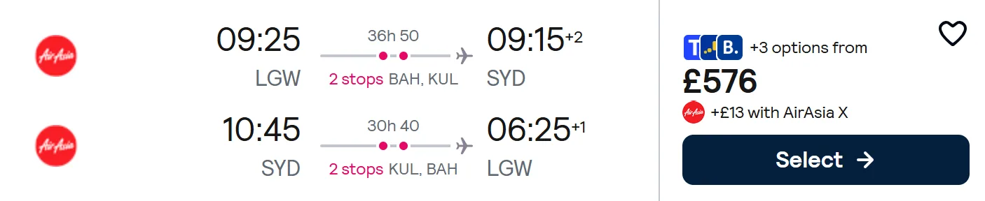 Cheap flights from London to Sydney, Australia
