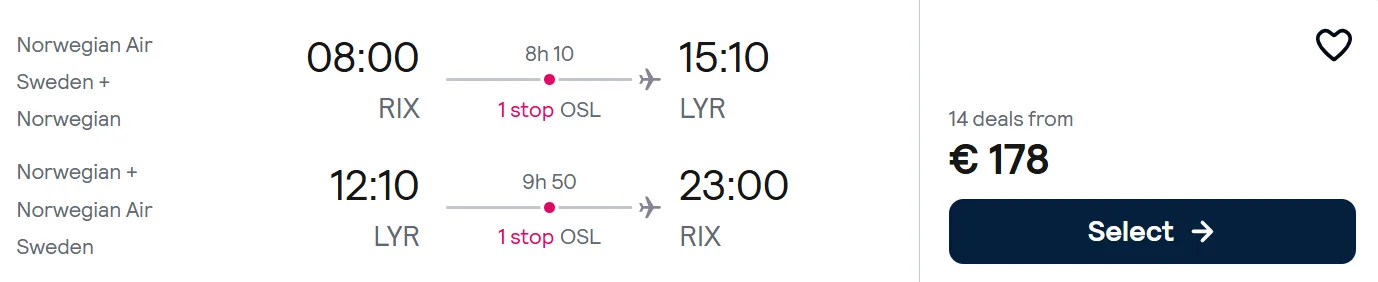 Cheap flights from Riga to SVALBARD
