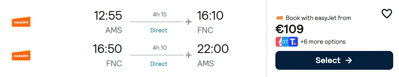 cheap flights amsterdam madeira