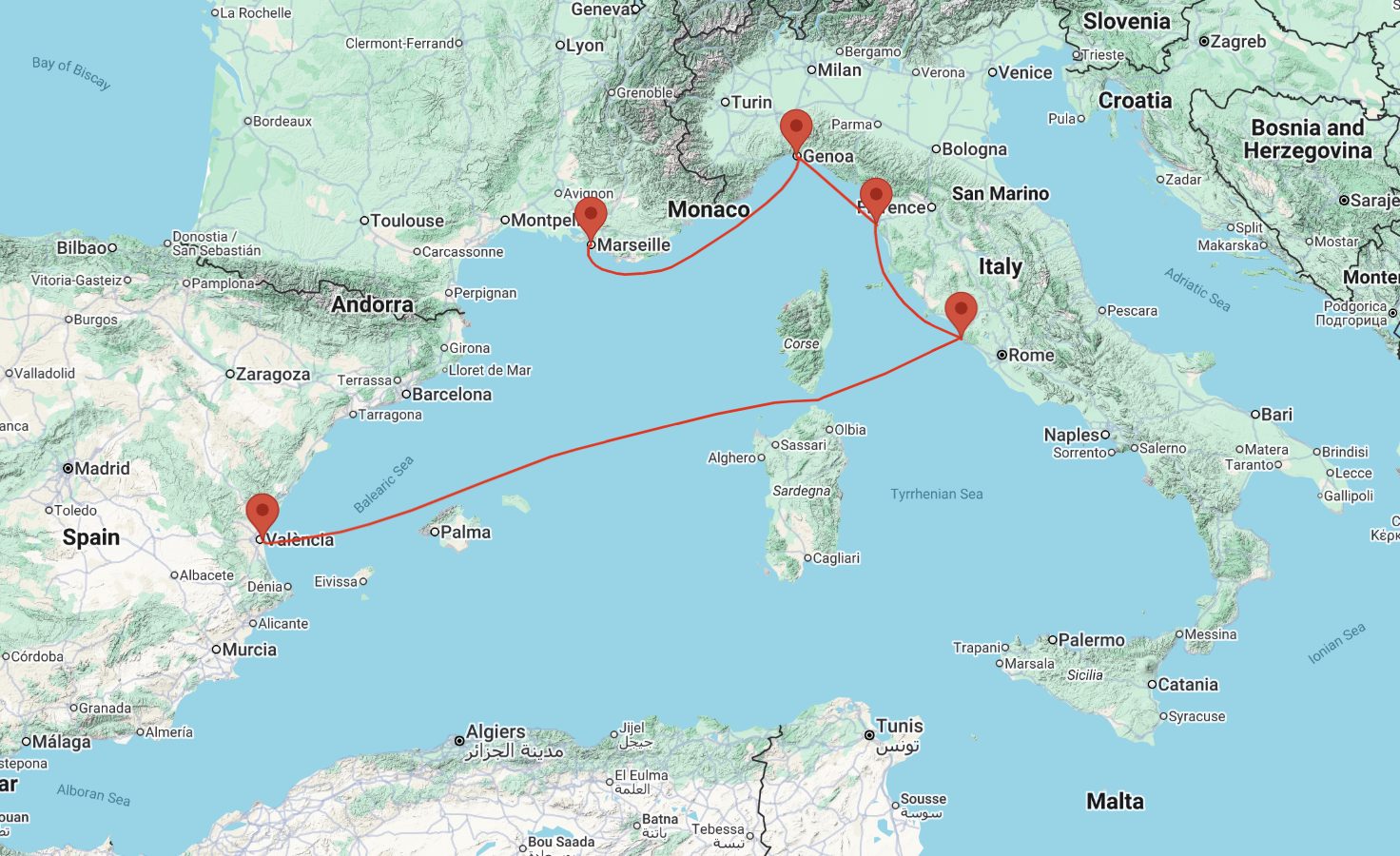 cruise from Marseille to Valencia