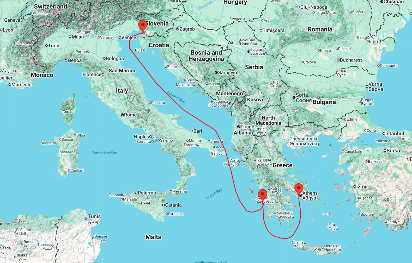 cruise trieste athens