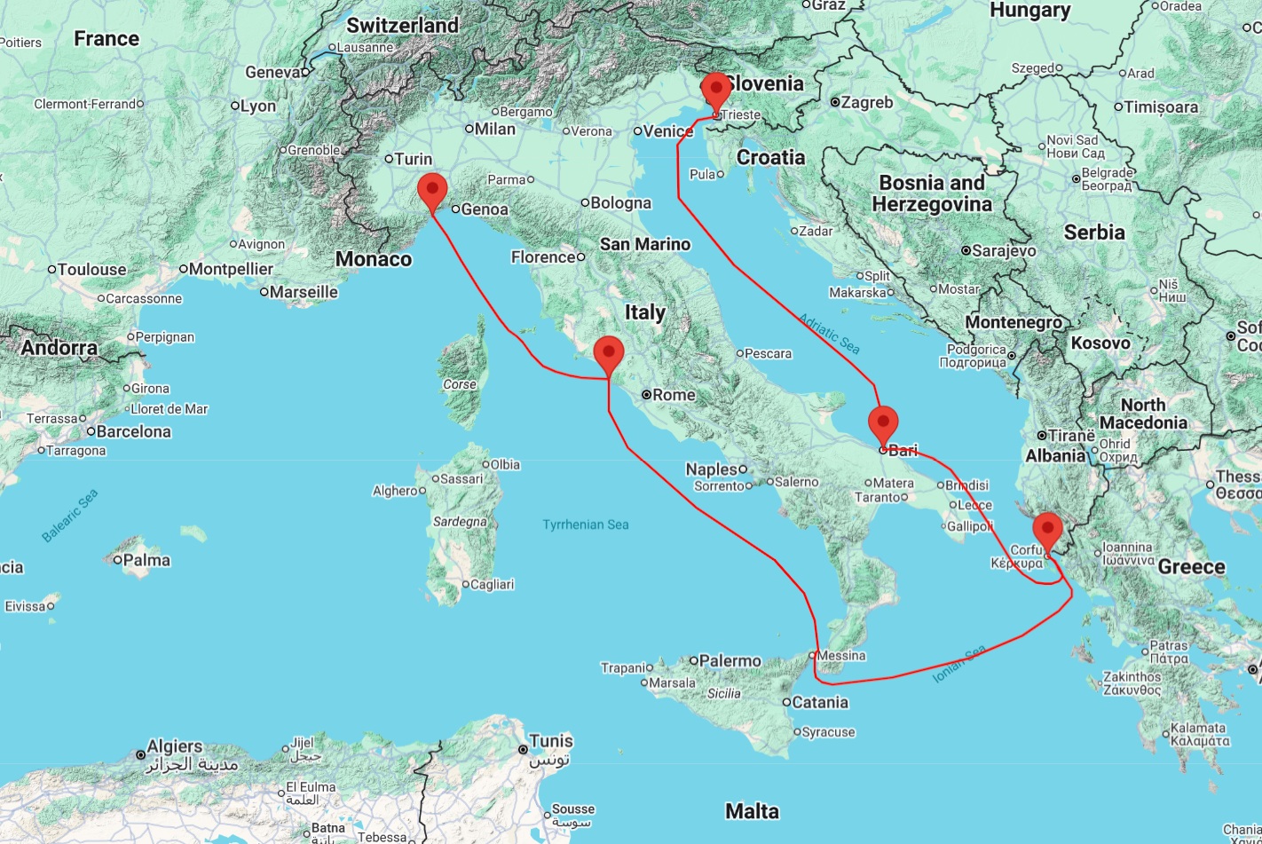 Eastern Mediterranean cruise from Trieste to Savona