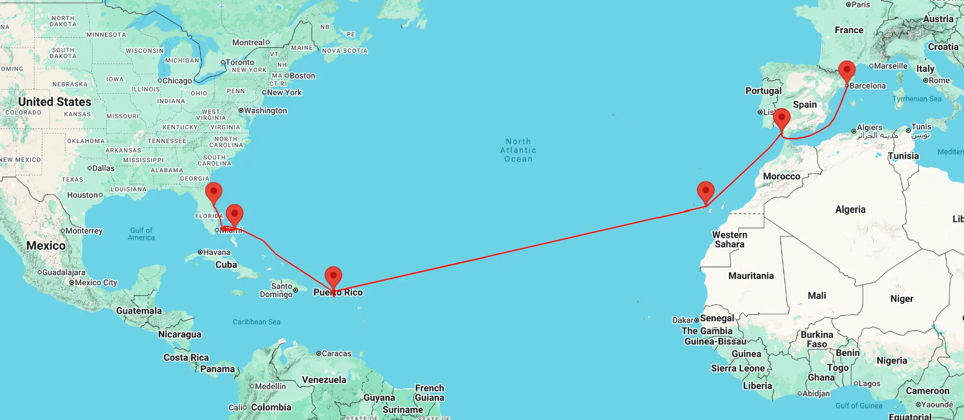 Transatlantic cruise from Barcelona to ORLANDO, USA