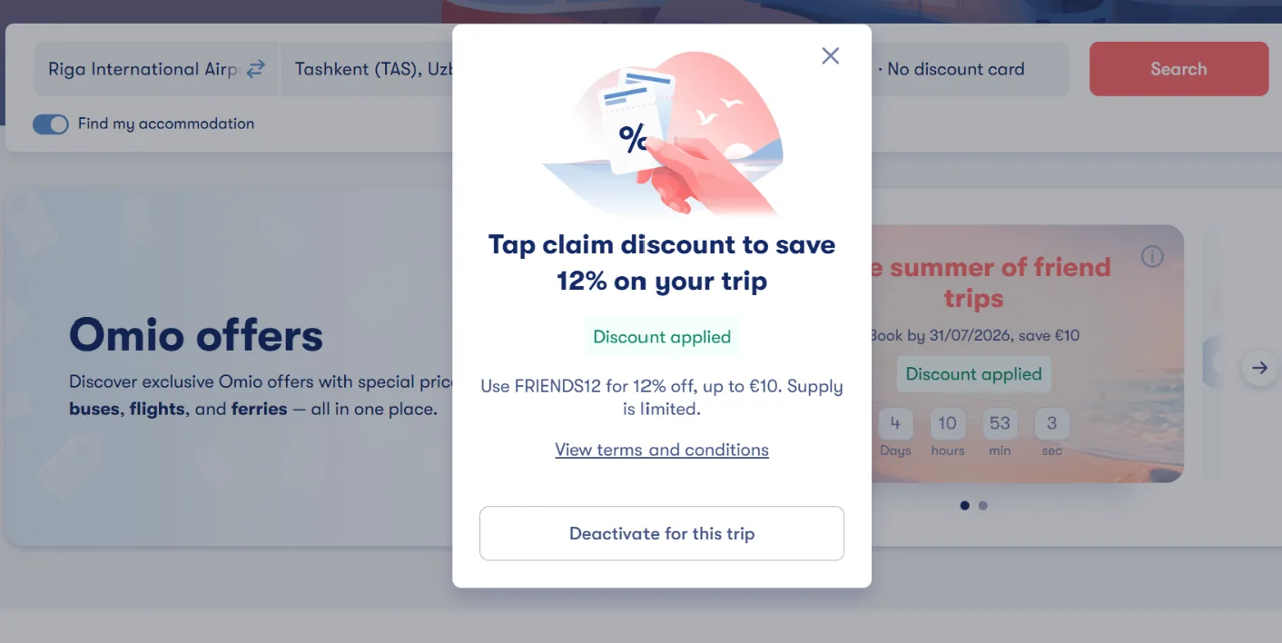 omio voucher Code 2026