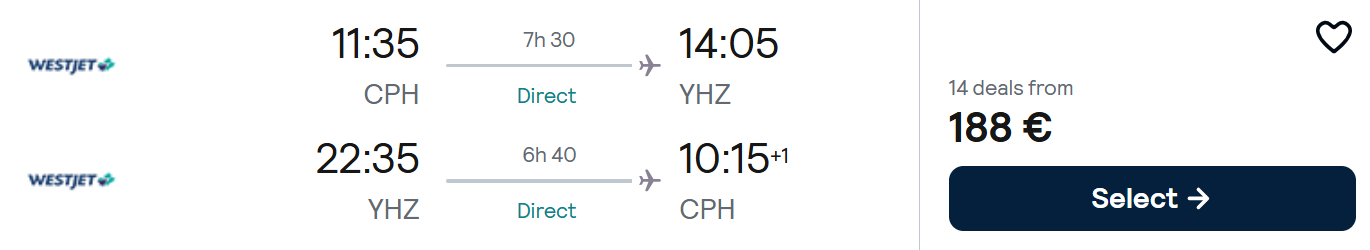 DIRECT flights from Copenhagen to Helifax, Canada