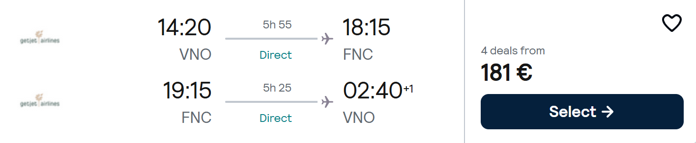 LAST MINUTE! NON STOP flights from Vilnius to MADEIRA